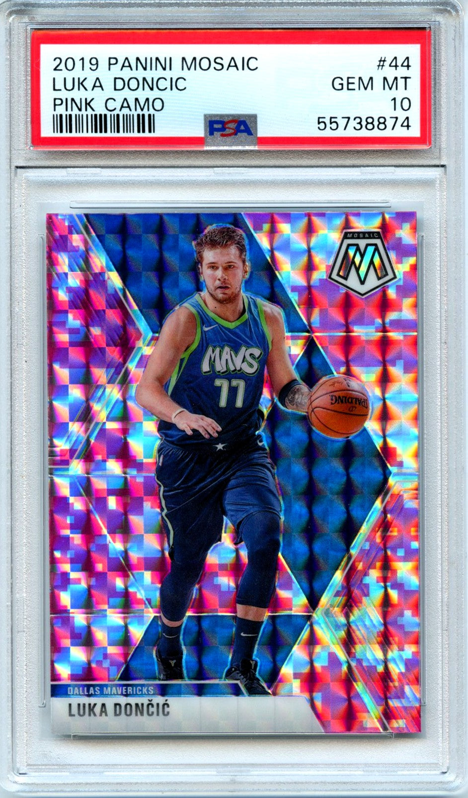 Luka Doncic 2019-20 Panini Mosaic Pink Camo #44 PSA 10