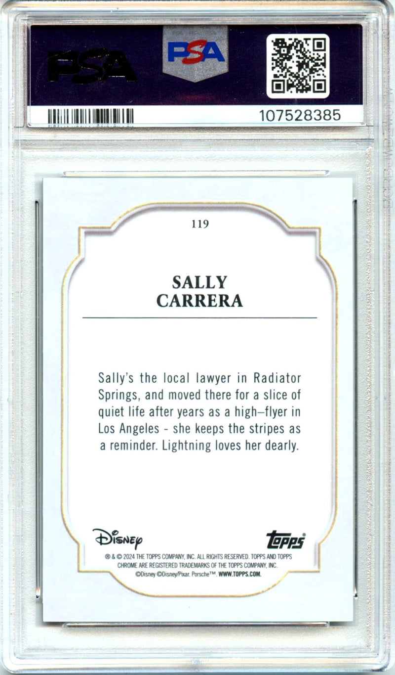 Sally Carrera 2024 Topps Chrome Disney Sapphire Black SP 6/10 PSA 9-2