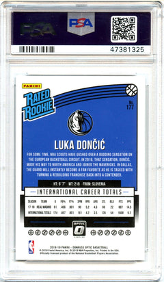 Luka Doncic 2018-19 Donruss Optic Rated Rookie #177 PSA 9-2
