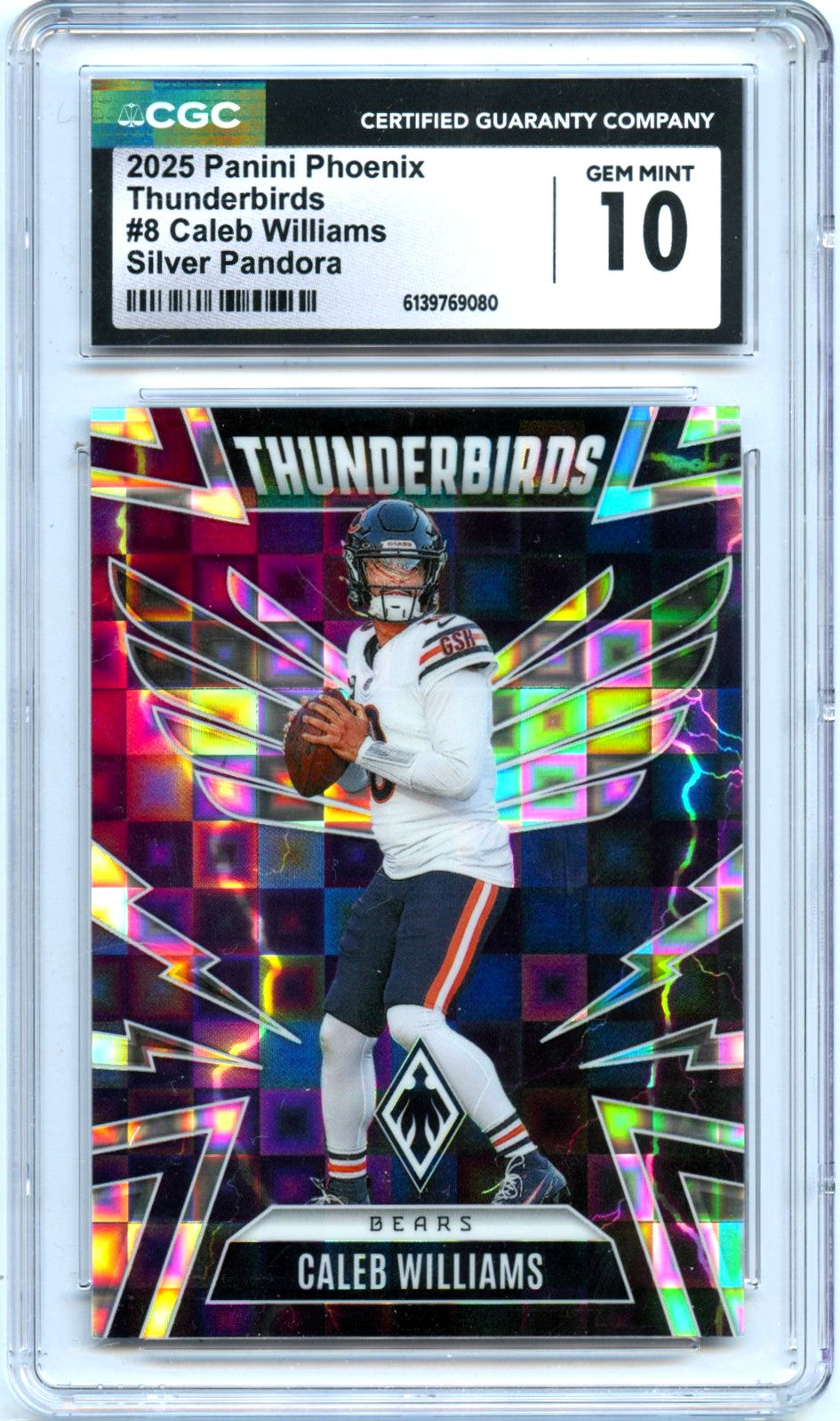 Caleb Williams 2025 Panini Phoenix Silver Pandora Thunderbirds SP 188/249 CGC 10