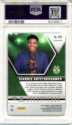 Giannis Antetokounmpo 2019-20 Panini Mosaic Pink Camo #297 PSA 10-2