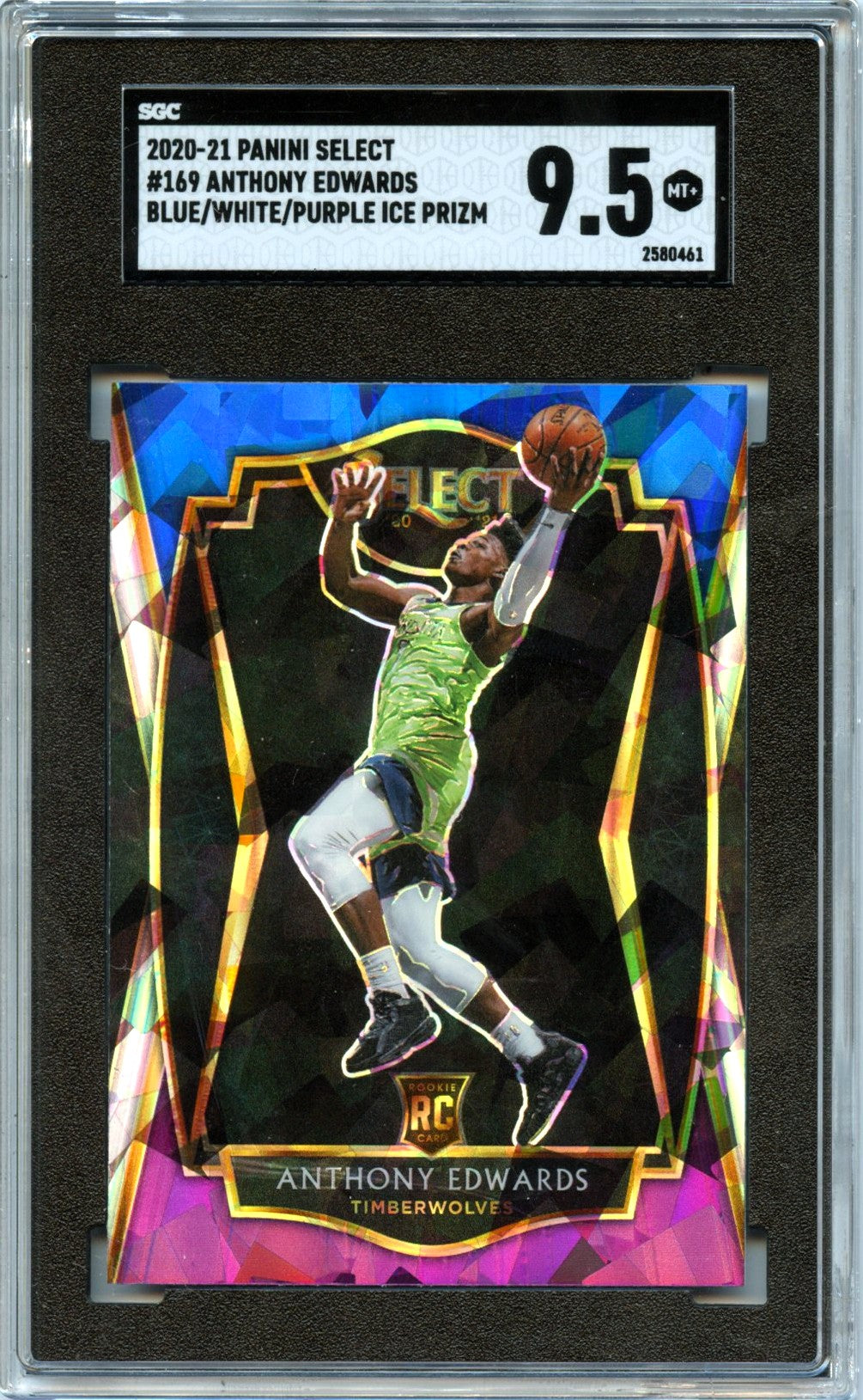 Anthony Edwards RC 2020-21 Panini Select Premier Level Blue White Purple Ice Rookie #169 SGC 9.5
