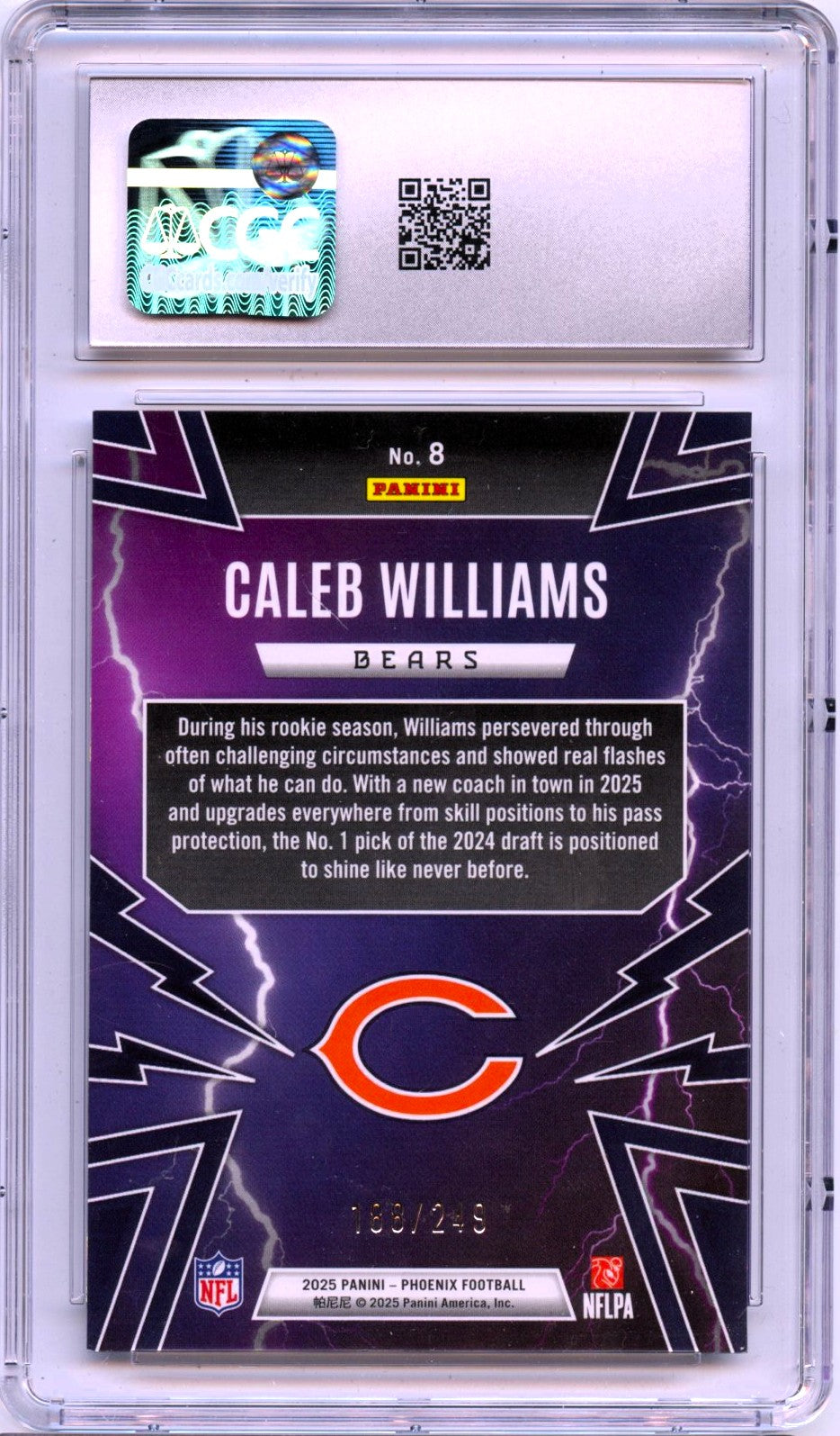 Caleb Williams 2025 Panini Phoenix Silver Pandora Thunderbirds SP 188/249 CGC 10