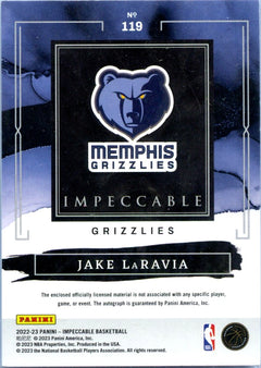 Jake Laravia RC 2022-23 Impeccable Elegance Rookie Patch Auto SP 28/99-2