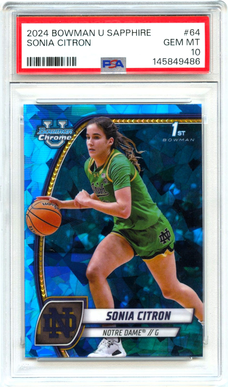 Sonia Citron RC 2024 Bowman U Chrome Sapphire Rookie #64 PSA 10