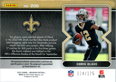 Chris Olave RC 2022 Panini Obsidian Rookie Patch Auto SP 124/175-2