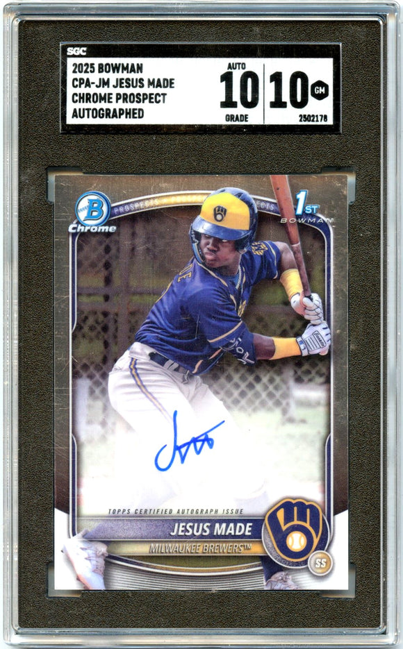 Product Jesus Made RC 2025 1st Bowman Chrome Prospect Rookie Auto SGC 10 Link