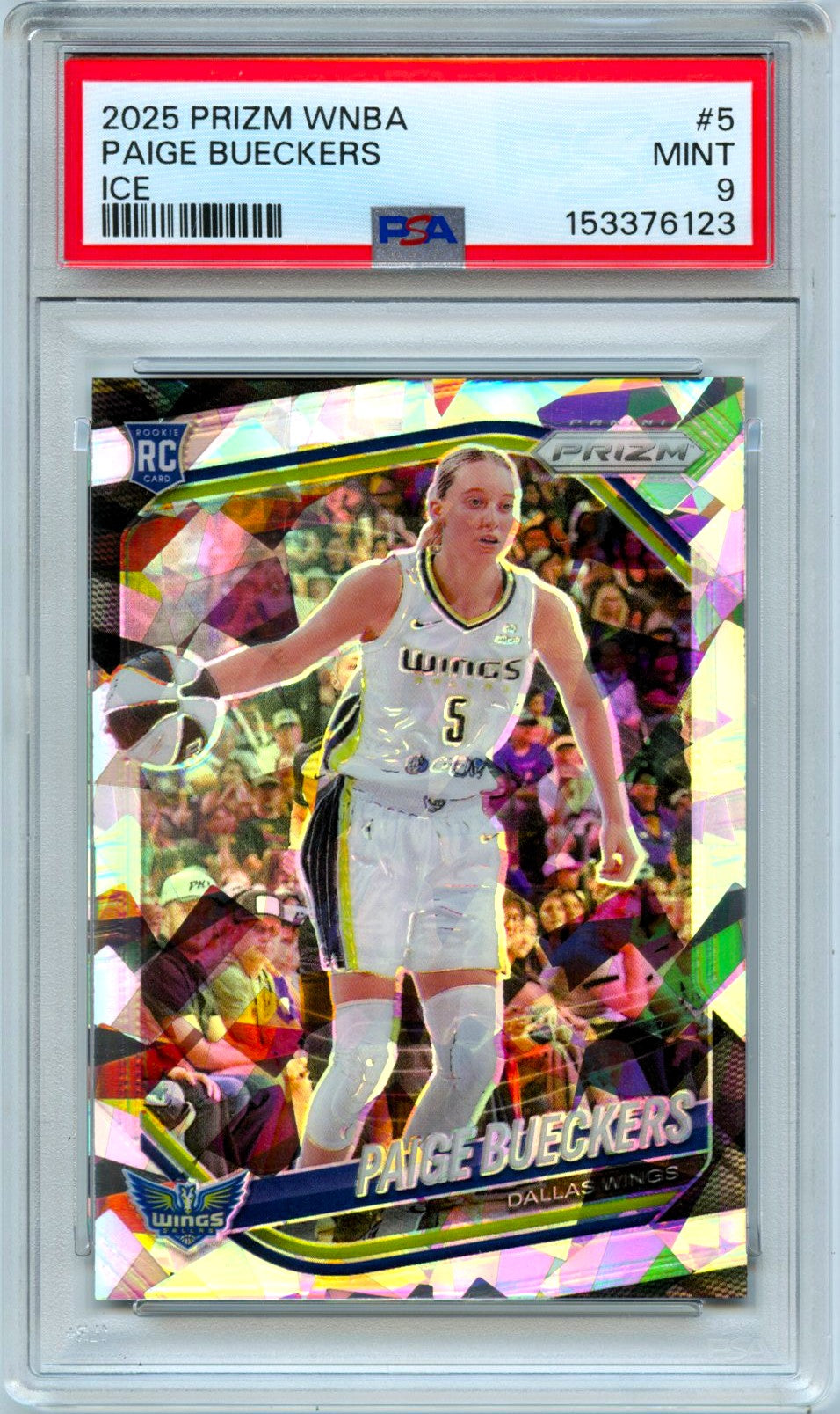 Paige Bueckers RC 2025 Panini Prizm WNBA Ice Rookie #5 PSA 9