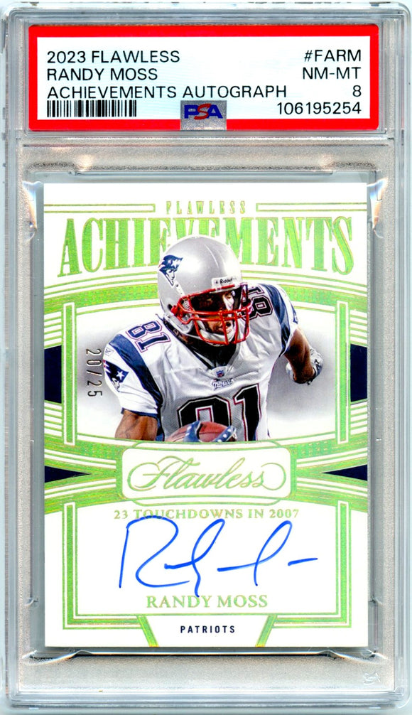 Product Randy Moss 2023 Flawless Gold Achievements Auto SP 20/25 PSA 8 Link