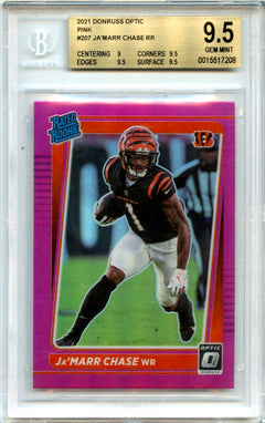 Ja'marr Chase RC 2021 Donruss Optic Pink Rated Rookie #207 BGS 9.5-1