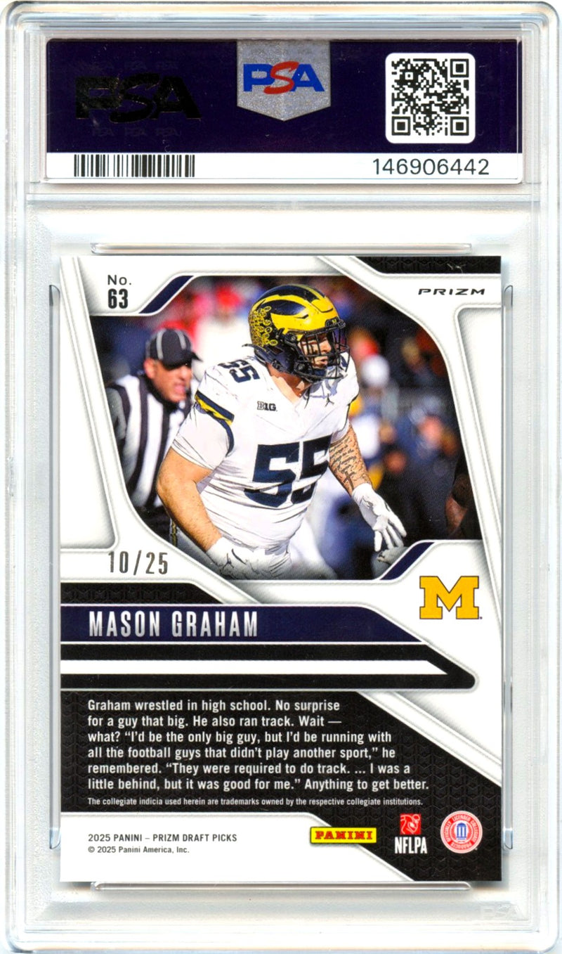 Mason Graham RC 2025 Panini Prizm Draft Mojo Rookie SP 10/25 PSA 10-2
