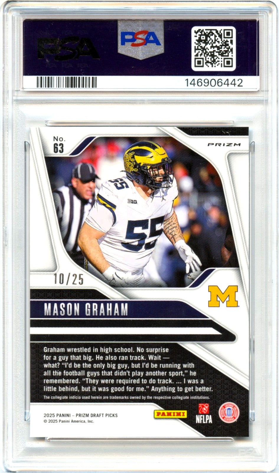 Mason Graham RC 2025 Panini Prizm Draft Mojo Rookie SP 10/25 PSA 10