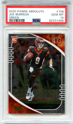 Joe Burrow RC 2020 Panini Absolute Green Rookie #158 PSA 10-1