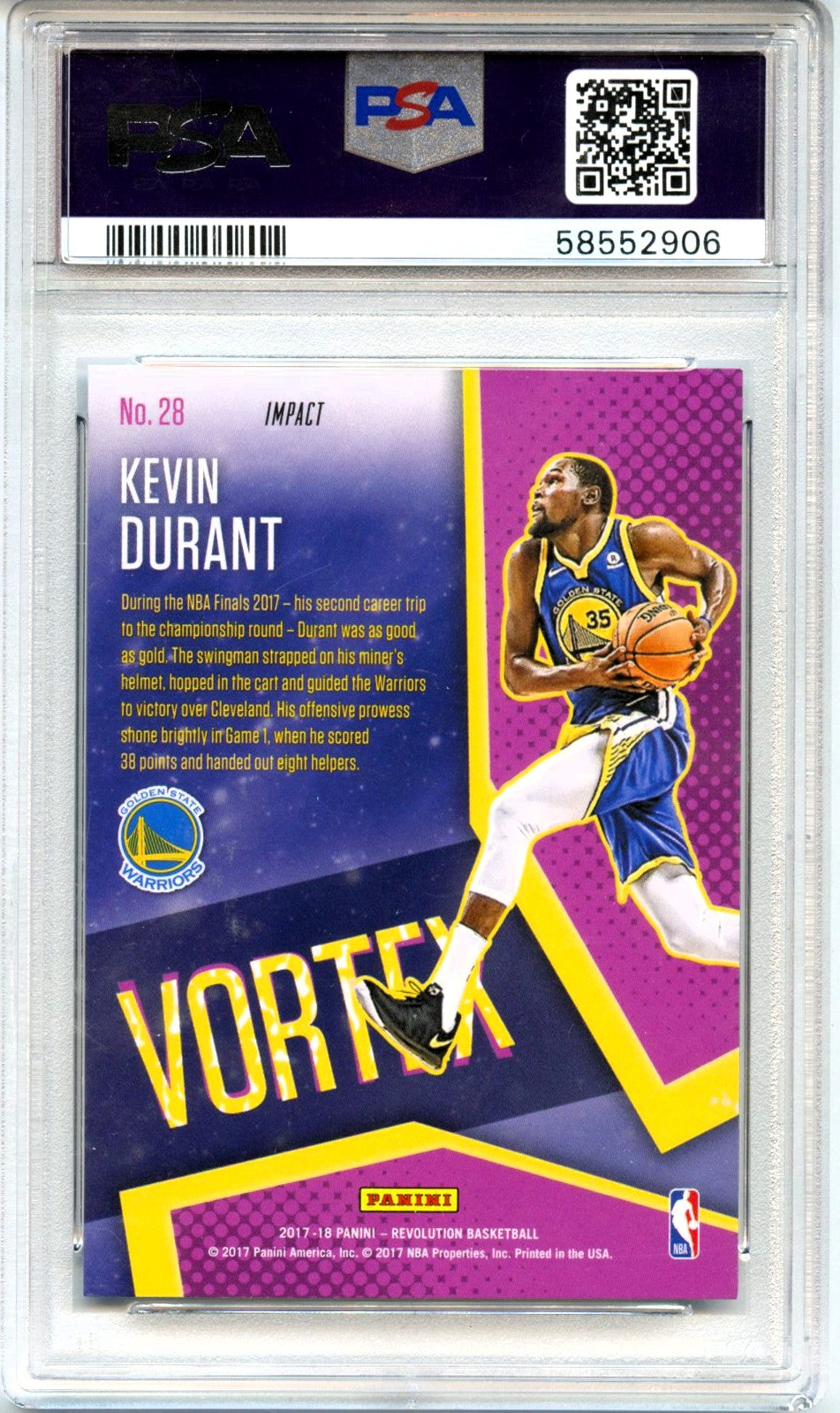 Kevin Durant 2017-18 Panini Revolution Impact Vortex #28 PSA 10-2