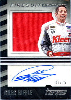 Greg Biffle 2016 Panini Torque NASCAR Firesuit Patch Auto SP 3/75-1
