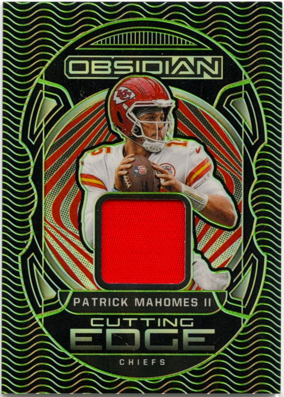 Product Patrick Mahomes II 2022 Panini Obsidian Green Cutting Edge Patch Jersey # SP 15/50 Link