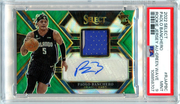 Product Paolo Banchero RC 2022-23 Panini Select Green Wave Rookie Patch Auto SP 8/25 PSA 9 Link