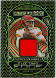 Patrick Mahomes II 2022 Panini Obsidian Green Cutting Edge Patch Jersey # SP 15/50