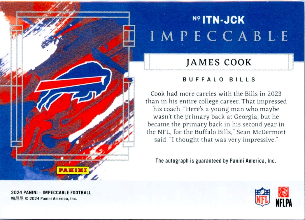 James Cook 2024 Impeccable Team Names Auto SP 82/99-2