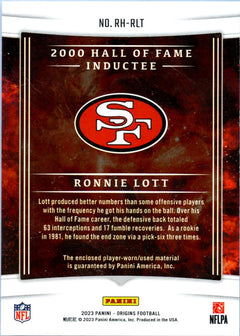 Ronnie Lott 2023 Panini Origins Gold Hall Of Fame Patch SP 1/10-2