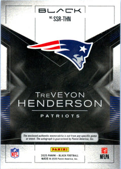 Treveyon Henderson RC 2025 Panini Black Sizeable Rookie Patch Auto SP 2/99-2