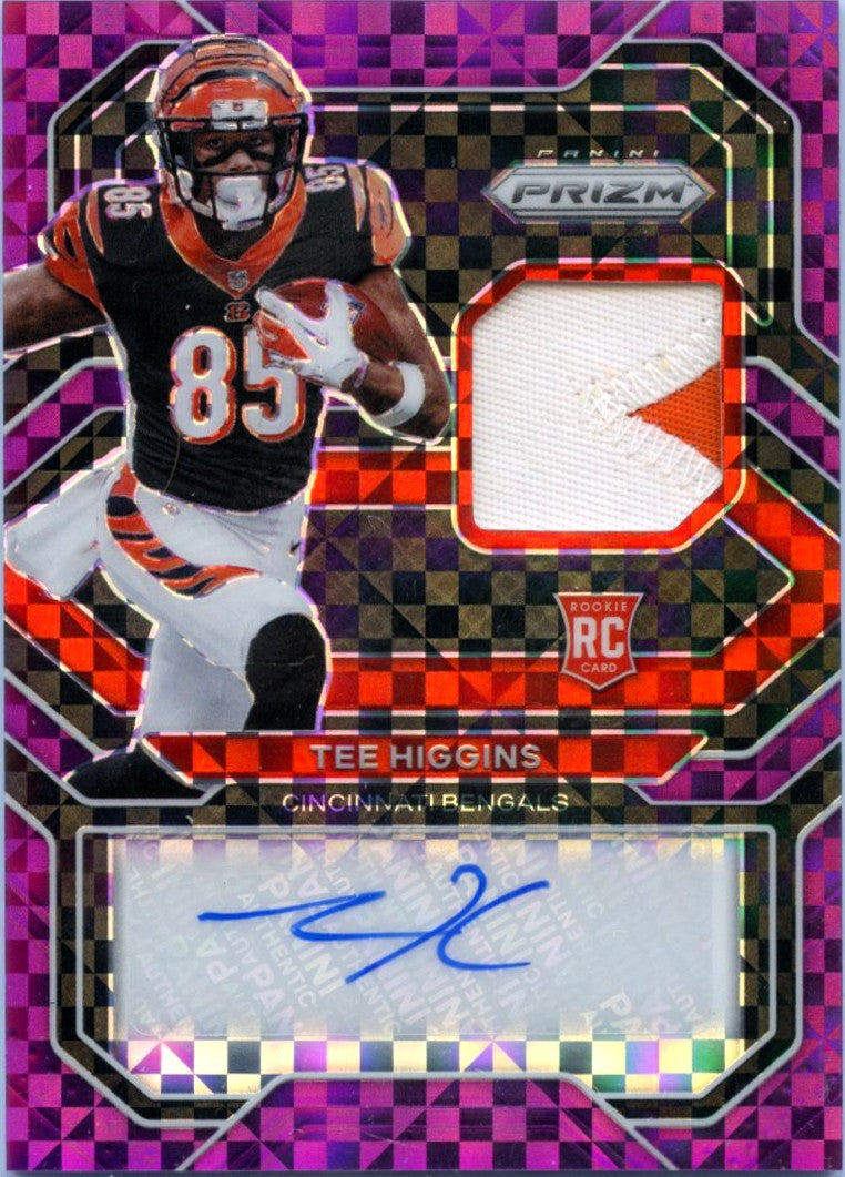 Tee Higgins RC 2020 Panini Prizm Purple Power Rookie Patch Auto SP 10/49-1
