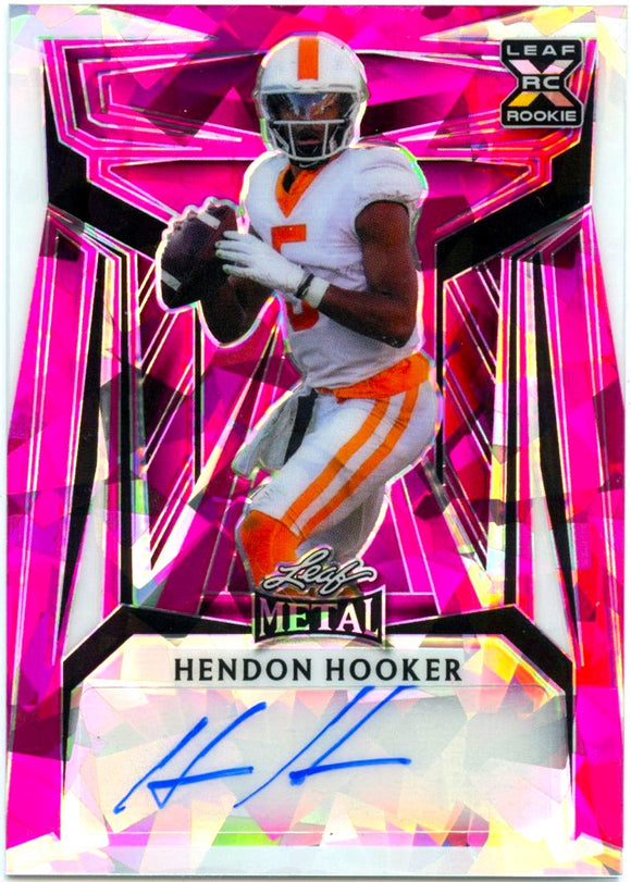 Hendon Hooker RC 2023 Leaf Metal Draft Pink Ice Rookie Auto SP 2/5
