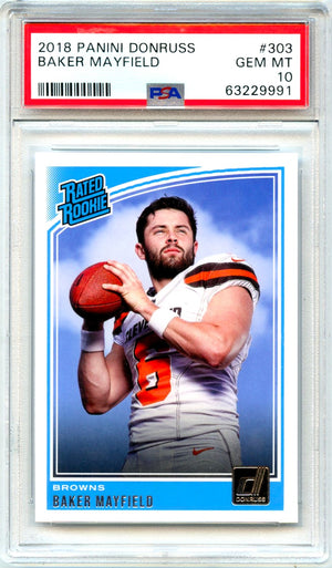 Baker Mayfield RC 2018 Donruss Rated Rookie #303 PSA 10