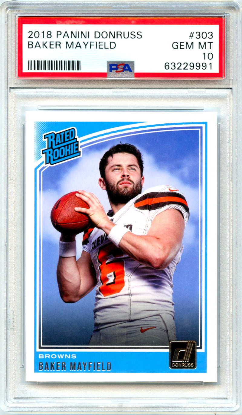 Baker Mayfield RC 2018 Donruss Rated Rookie #303 PSA 10-1