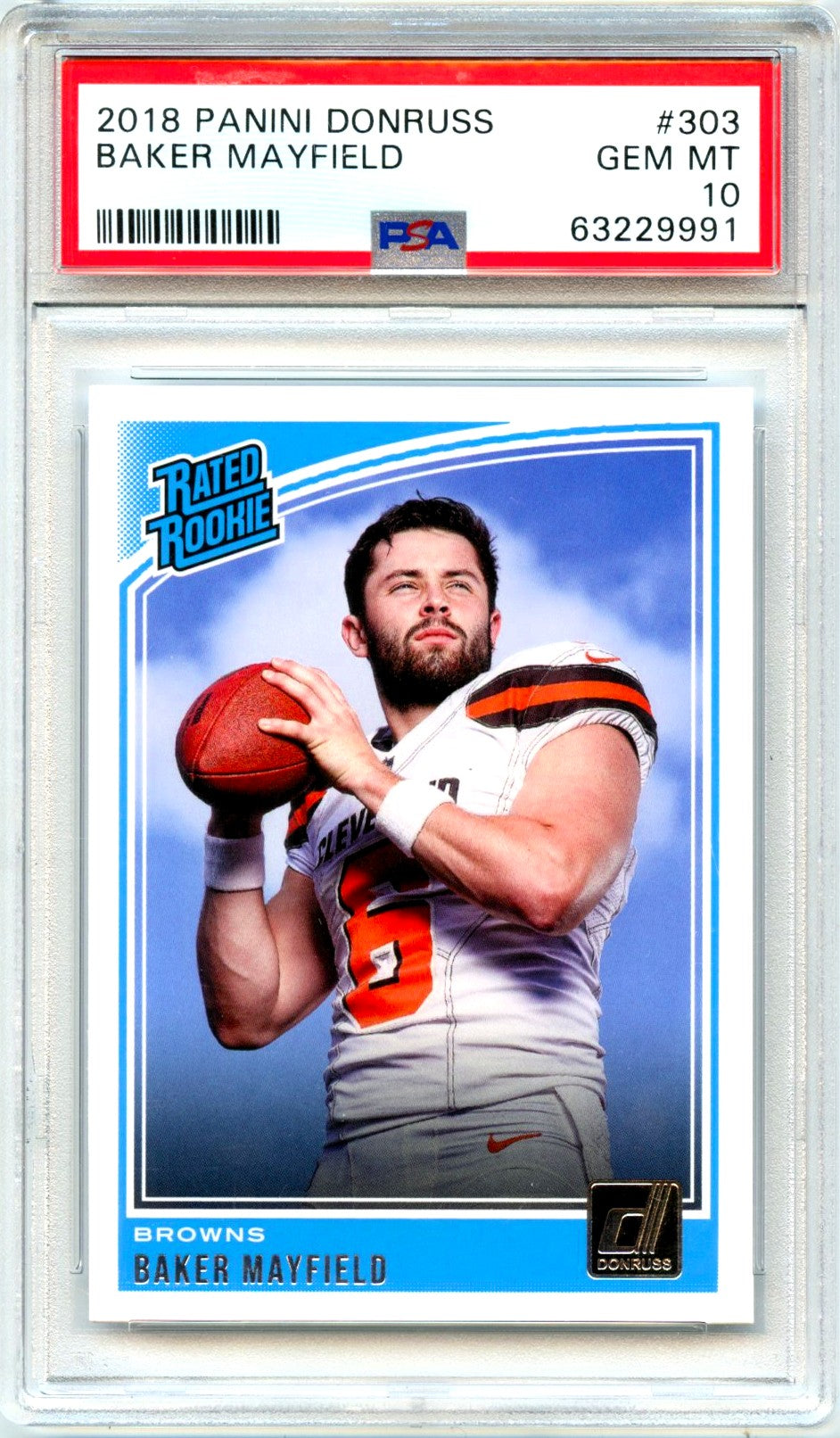 Baker Mayfield RC 2018 Donruss Rated Rookie #303 PSA 10