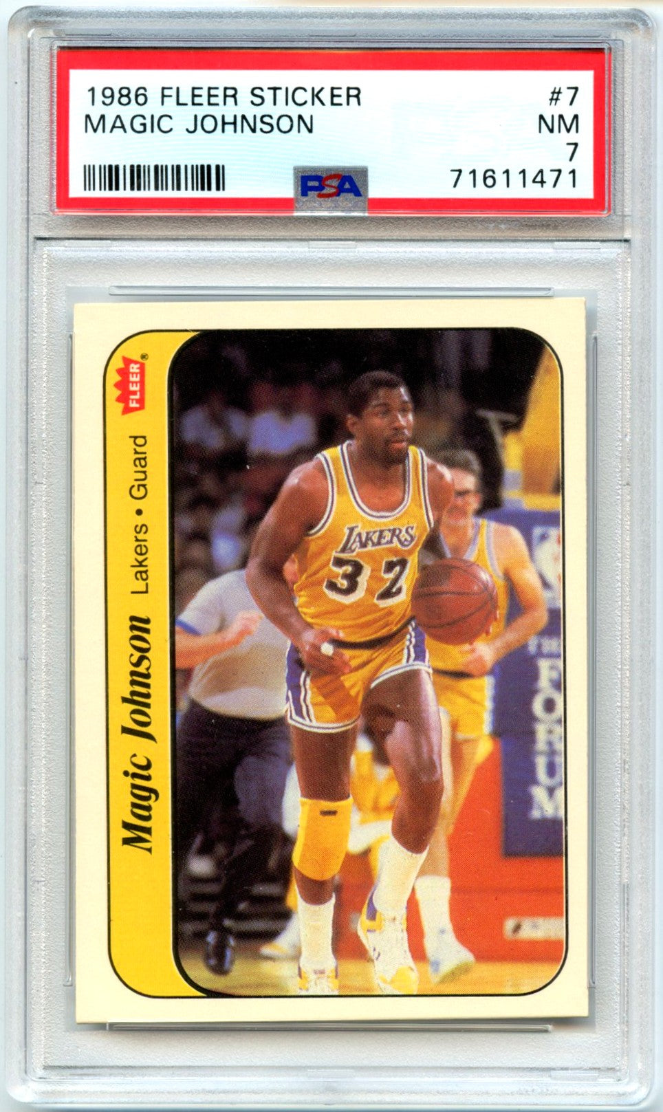 Magic Johnson 1986-87 Fleer Sticker #7 PSA 7-1