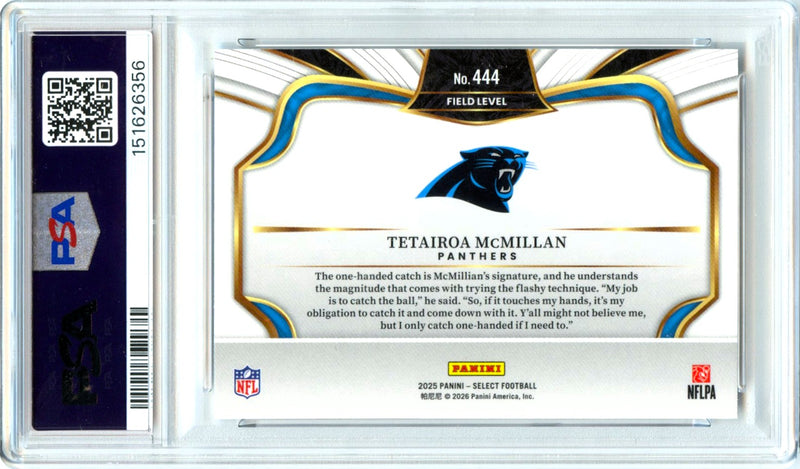 Tetairoa Mcmillan RC 2025 Panini Select Field Level Rookie #444 PSA 10-2
