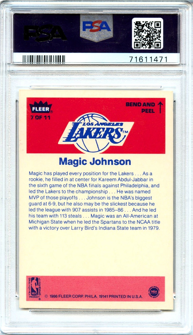 Magic Johnson 1986-87 Fleer Sticker #7 PSA 7-2