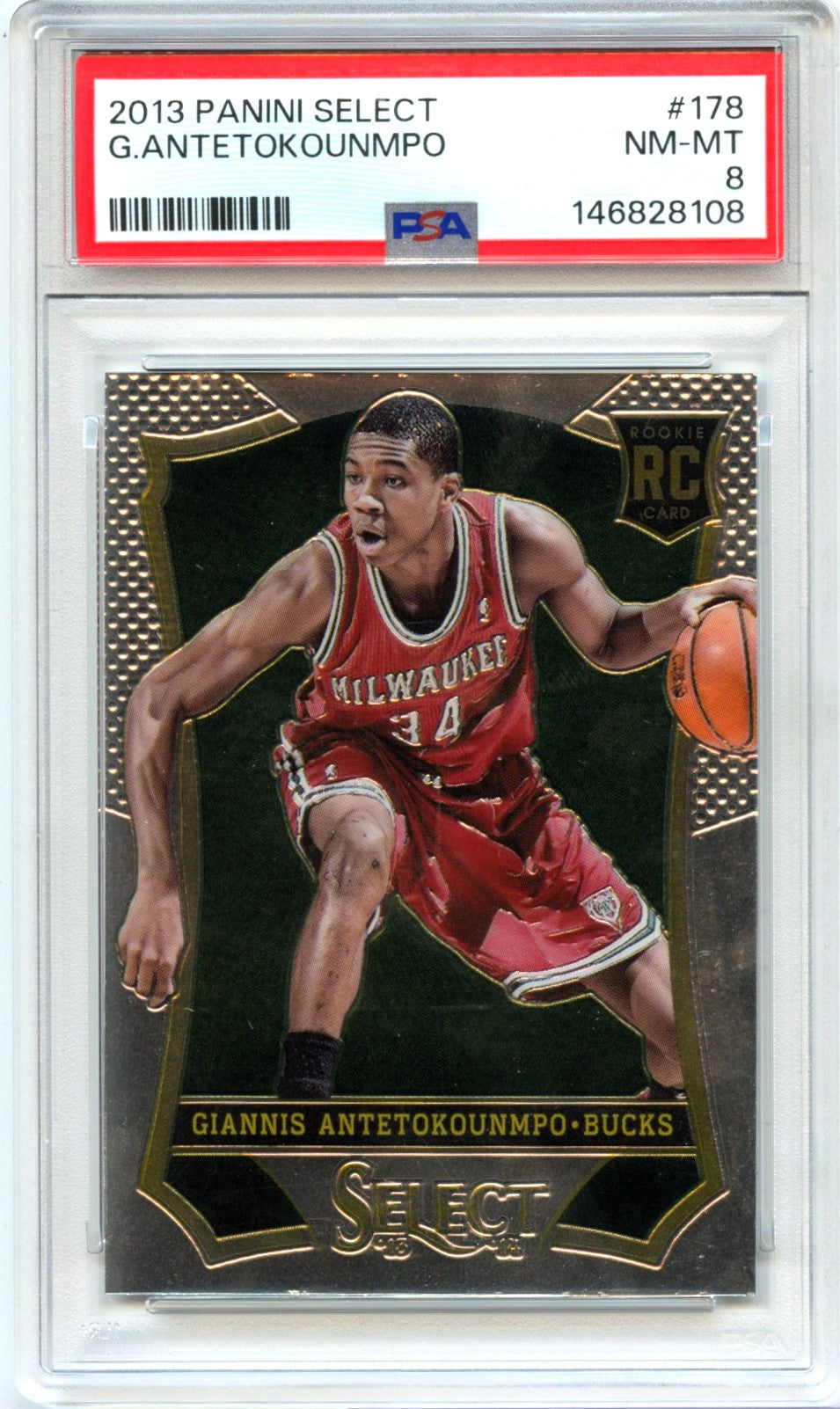 Giannis Antetokounmpo RC 2013-14 Panini Select Rookie #178 PSA 8-1