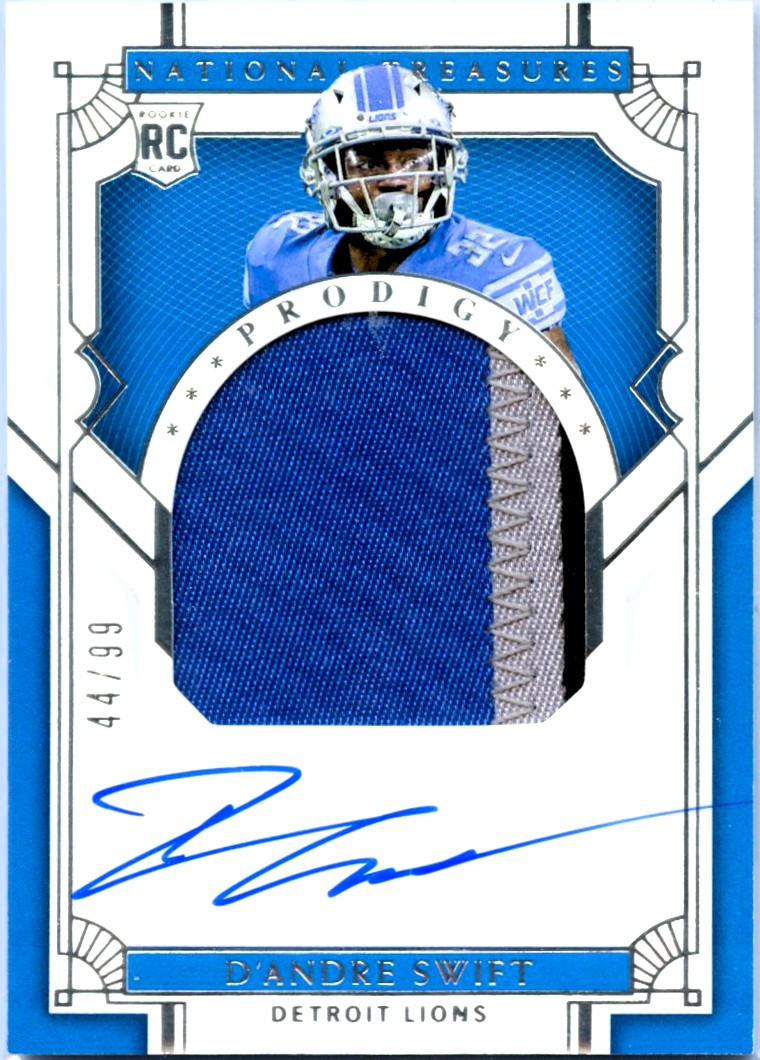 D'andre Swift RC 2020 National Treasures Prodigy Rookie Patch Auto SP 44/99