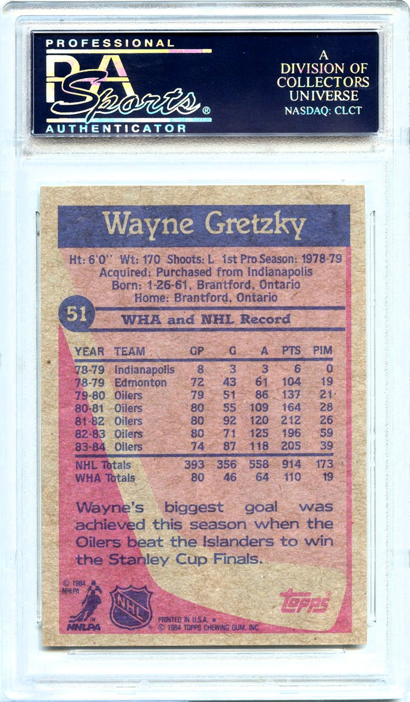 Wayne Gretzky 1984-85 Topps Hockey #51 PSA 9-2