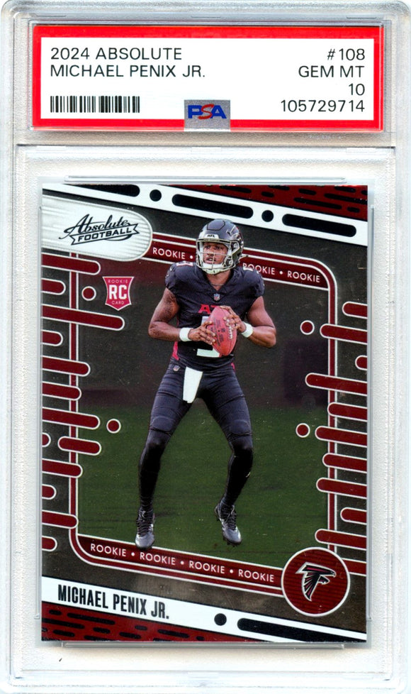 Product Michael Penix Jr RC 2024 Panini Absolute Black Rookie #108 PSA 10 Link