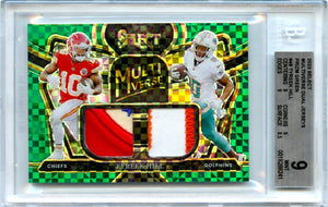 Tyreek Hill 2023 Panini Select Green Prizm Multiverse Patch SP 1/5 BGS 9