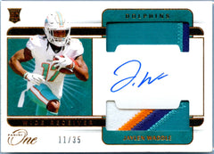 Jaylen Waddle RC 2021 Panini One Rookie Dual Patch Auto SP 11/35-1