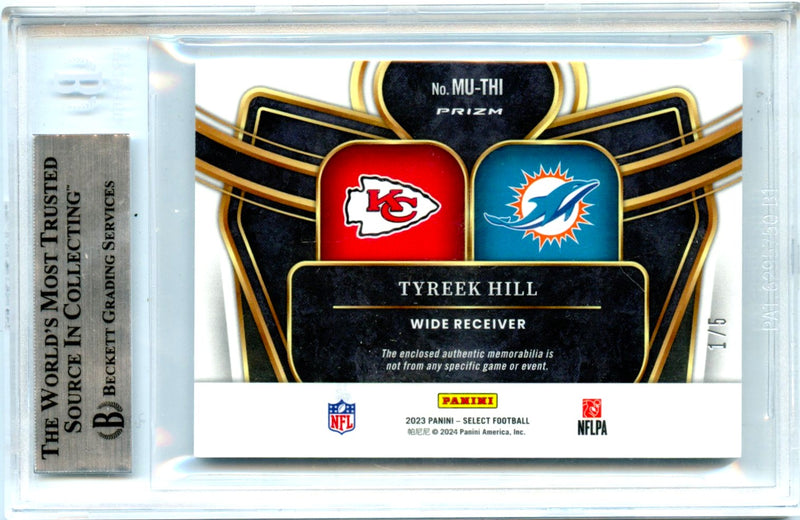 Tyreek Hill 2023 Panini Select Green Prizm Multiverse Patch SP 1/5 BGS 9-2