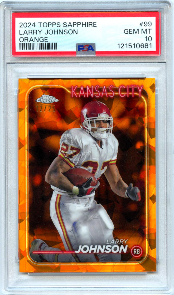 Product Larry Johnson 2024 Topps Chrome Sapphire Orange SP 12/25 PSA 10 Link