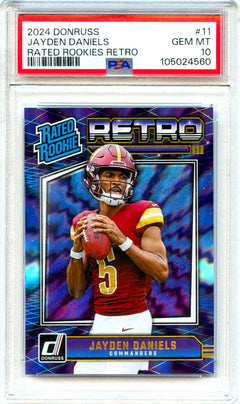 Jayden Daniels RC 2024 Donruss Retro Rated Rookie #11 PSA 10-1