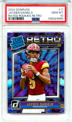 Jayden Daniels RC 2024 Donruss Retro Rated Rookie #11 PSA 10