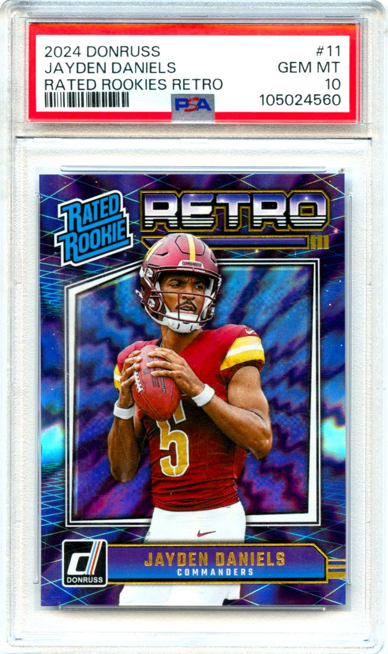 Jayden Daniels RC 2024 Donruss Retro Rated Rookie #11 PSA 10-1