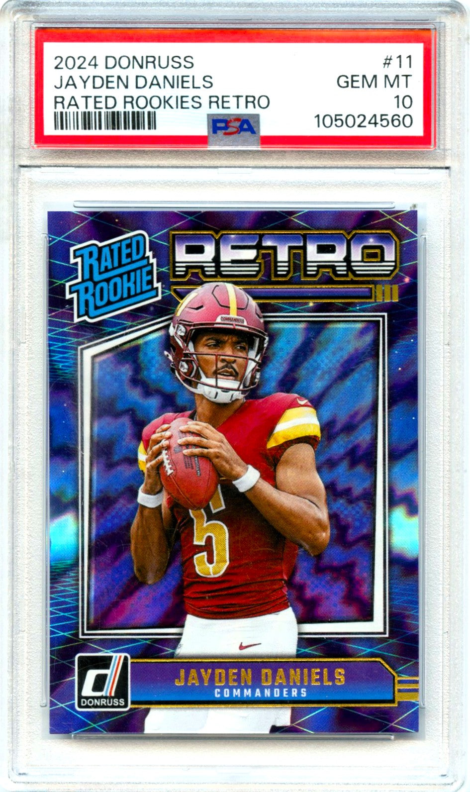 Jayden Daniels RC 2024 Donruss Retro Rated Rookie #11 PSA 10