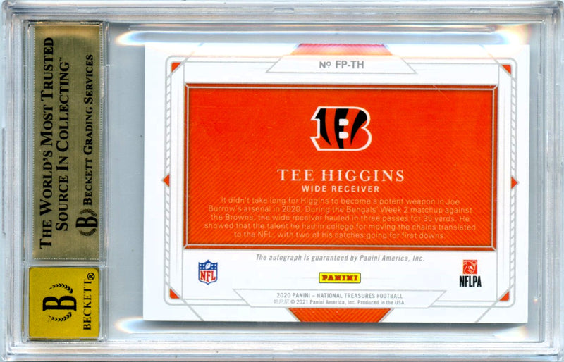 Tee Higgins RC 2020 National Treasures Field Pass Rookie Auto SP 9/10 BGS 9.5-2