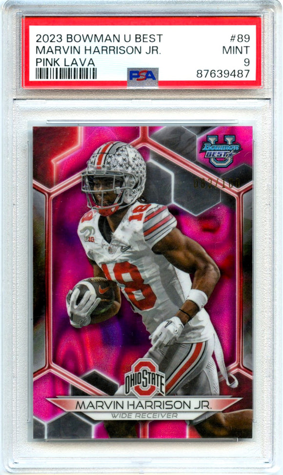 Product Marvin Harrison Jr RC 2023 Bowman U Best Pink Lava Rookie SP 82/100 PSA 9 Link