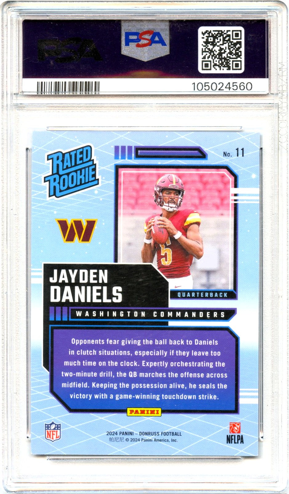 Jayden Daniels RC 2024 Donruss Retro Rated Rookie #11 PSA 10