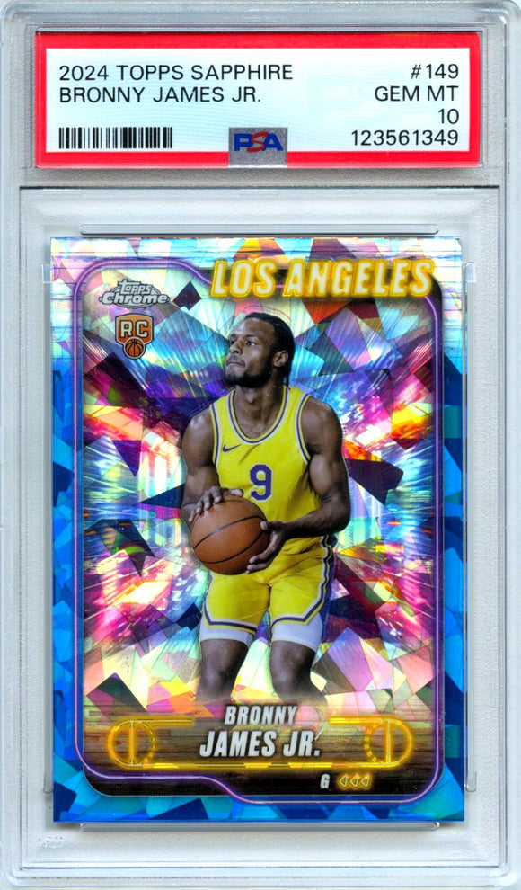 Product Bronny James Jr RC 2024 Topps Chrome Sapphire Rookie #149 PSA 10 Link