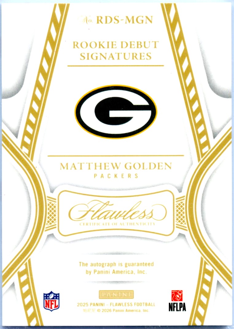 Matthew Golden RC 2025 Flawless Red Rookie Debut Auto SP 7/15-2